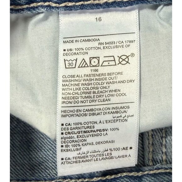 Old Navy Girls High Rise Light Wash Lace Trim Jean Shorts 16 Adjustable Waist - Picture 9 of 9